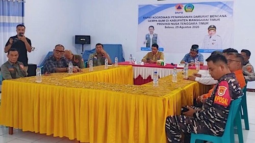 Rakor penanganan darurat bencana gempa bumi Kabupaten Manggarai Timur, NTT, Selasa (25/8/2026). (Foto: Dok. Prokopim Manggarai Timur)