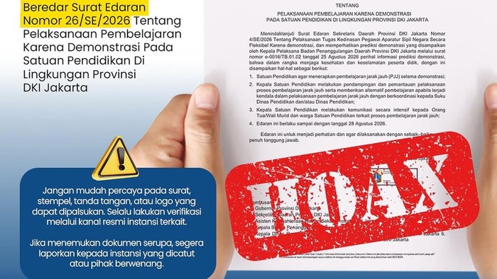 Hoax surat edaran PJJ Disdik DKI
