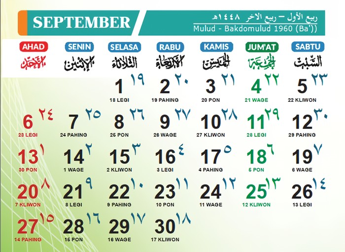 Kalender September 2026