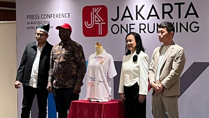 Konferensi pers Jakarta One Running Series 2026 di Hotel Borobudur, Jakarta, Rabu (26/8/2026).