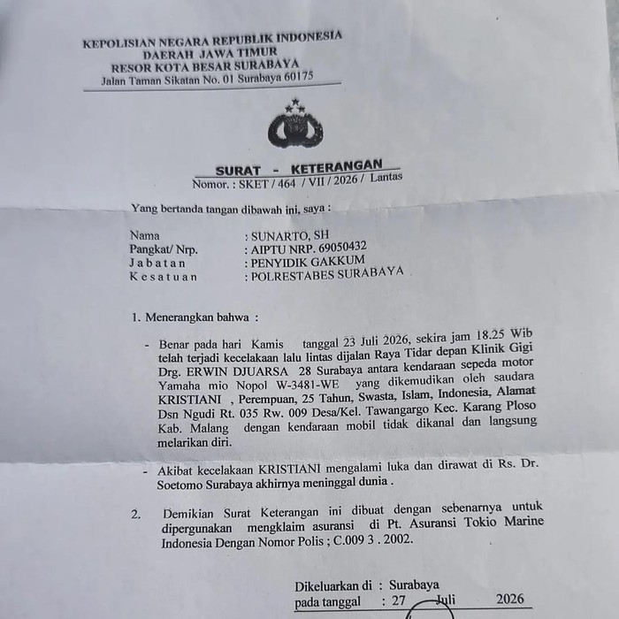 Biaya 1 juta untuk urus surat pengeluaran kendaraan sepeda motor di Satlantas Colombo, Surabaya