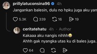 Tak disangka, kekasih Omara itu langsung membalas. Jangankan balesin, dulu no hpku juga aku yang sebar sendiri.., balas Prilly Latuconsina.   Foto: dok threads Prilly Latuconsina