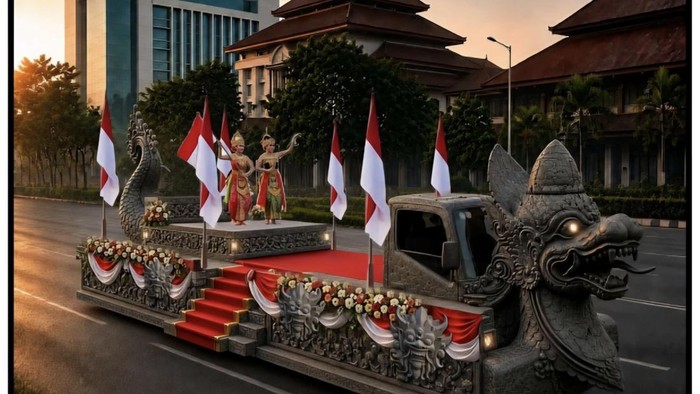 Desain mobil hias bertema Naga Giri milik Pemkab Gresik bakal ramaikan Gresik Merdeka Karnival.