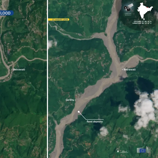Foto Satelit Before-After Banjir Nepal, Perubahannya Mengerikan