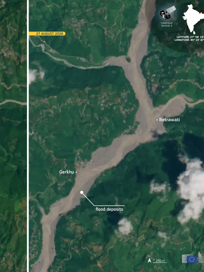 Foto Satelit Before-After Banjir Nepal, Perubahannya Mengerikan