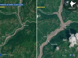 Foto Satelit Before-After Banjir Nepal, Perubahannya Mengerikan