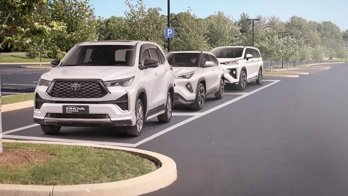 Ilustrasi parkir paralel mobil hybrid