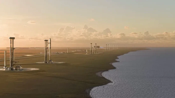 Ilustrasi Starbase Louisiana, proyek fasilitas peluncuran roket terbaru dari SpaceX