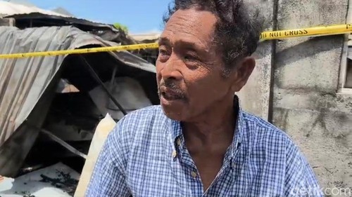 Joyo Sugiman, korban kebakaran di Tukad Pancoran IV, Denpasar, Jumat (28/8/2026).