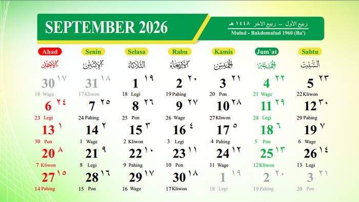 Kalender September 2026