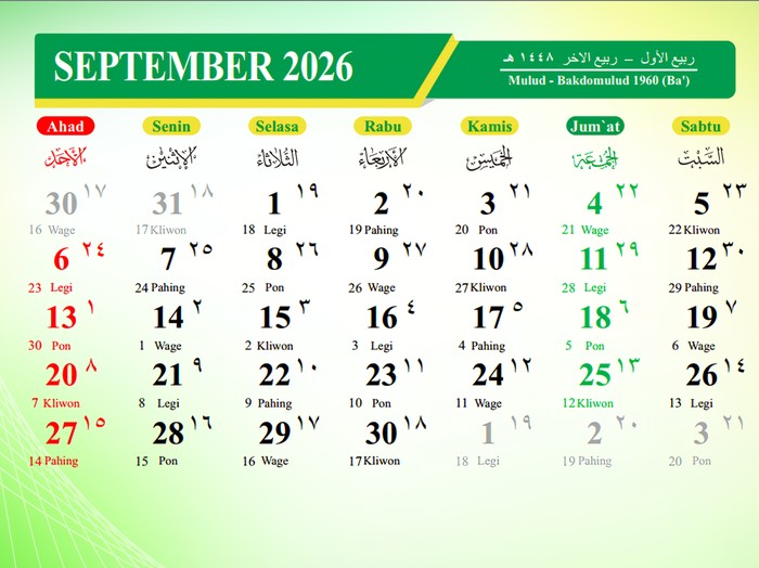 Kalender September 2026
