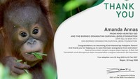 Amanda Zahra ternyata mengadopsi orangutan. Selamat kamu telah menjadi orangtua adopsi bagi Iqo si baik hati. Terima kasih untuk dukungannya dalam menyelamatkan orangutan Kalimantan dari kepunahan, begitu tulisan dalam sebuah sertifikat dari BOS Foundation. (Foto: dok Instagram aamandazahra)