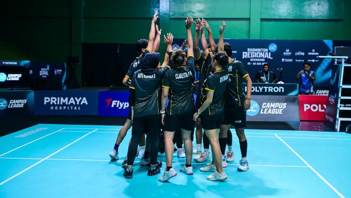 Campus League Badminton Regional Semarang bergulir di Polytron Stadium, Universitas Diponegoro dan tuntas pada Sabtu, 29 Agustus 2026, setelah berjalan empat hari.