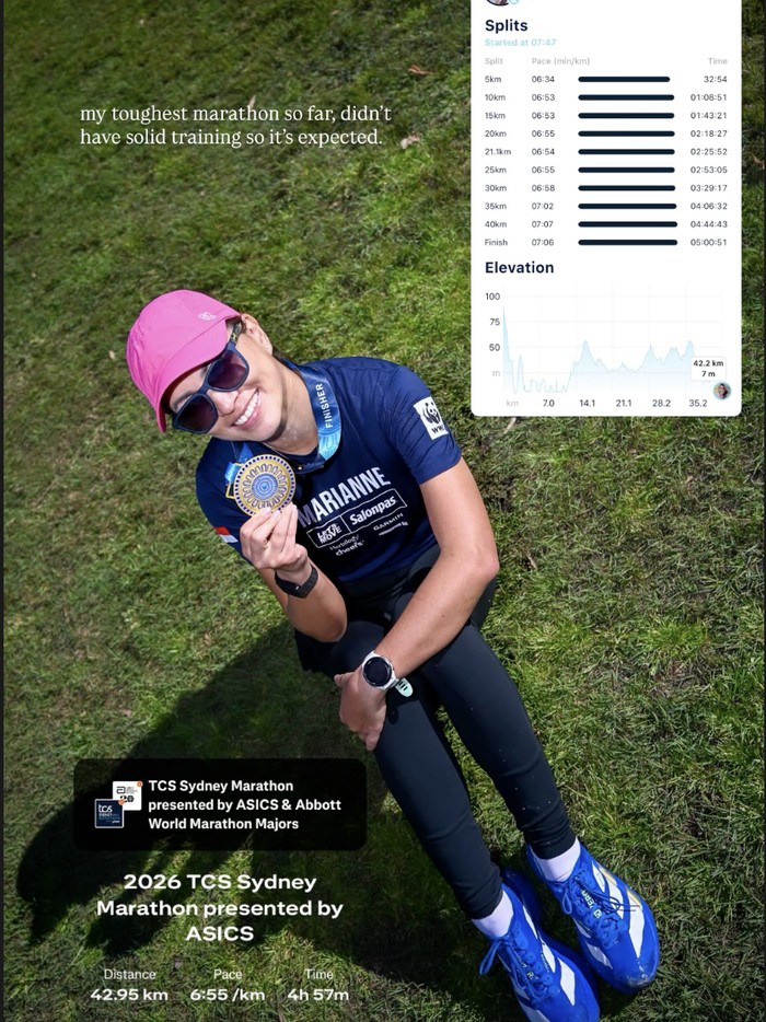 Artis finish di Sydney Marathon 2026.