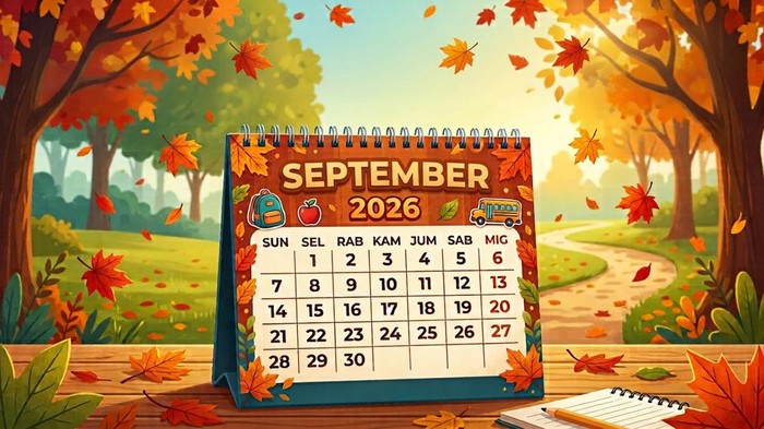 Ilustrasi Kalender Bulan September 2026.