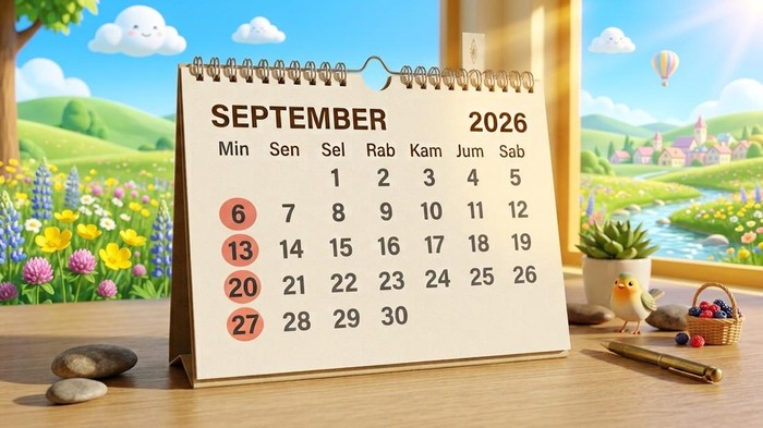 Ilustrasi kalender Masehi bulan September 2026.