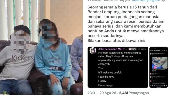 Tangkap layar informasi terkait adanya konten remaja Lampung yang dijual