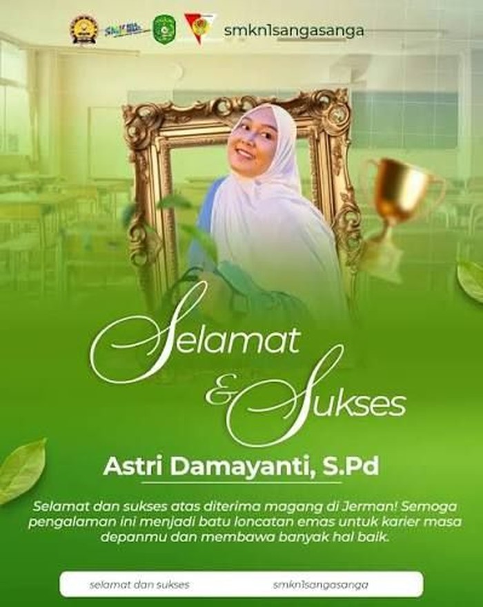 Astri Damayanti, guru Sekolah Menengah Kejuruan Negeri 1 Sangasanga, Kutai Kartanegara magang ke Jerman.