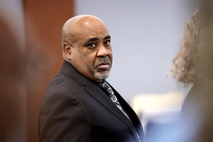 Duane Davis stands during a break in closing arguments in his murder trial, related to the 1996 killing of rapper Tupac Shakur, in Clark County District Court at the Regional Justice Center in Las Vegas, Nevada, U.S., August 31, 2026.  REUTERS/Steve Marcus/Pool      TPX IMAGES OF THE DAY