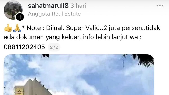 Kiriman di medsos Threads tentang hotel Shangri-La Surabaya yang dijual seharga Rp 2,3 triliun.