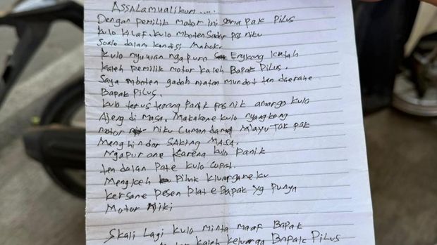 Surat permohonan yang dibikin maling usai menggondol motor di Kelurahan Mangkang Wetan, Kecamatan Tugu, Kota Semarang. Surat permohonan yang dibikin maling usai menggondol motor di Kelurahan Mangkang Wetan, Kecamatan Tugu, Kota Semarang.