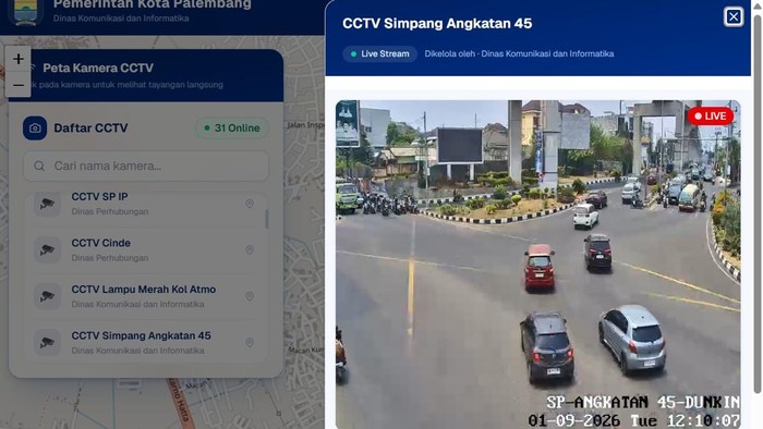Tangkap layar CCTV Kota Palembang