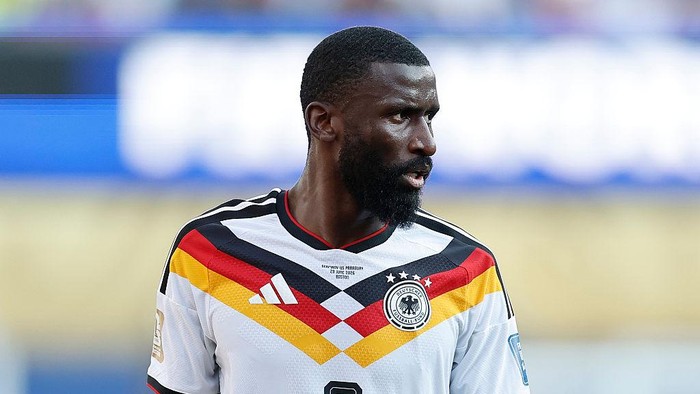 FOXBOROUGH, MASSACHUSETTS - JUNE 29: Antonio Ruediger #2 of Germany looks on during the FIFA World Cup 2026 Round Of 32 match between Germany and Paraguay at Boston Stadium on June 29, 2026 in Foxborough, Massachusetts. (Photo by Michael Reaves/Getty Images)