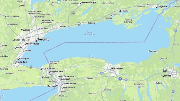 Apple Maps ubah nama Danau Ontario menjadi Danau Amerika