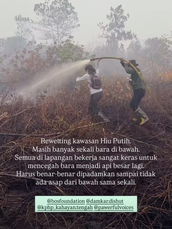 Sherina ikut memadamkan langsung karhutla di Kalimantan.