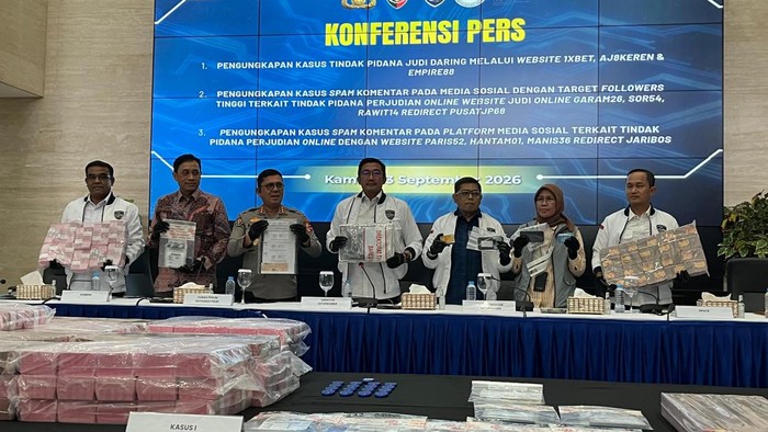 Bareskrim membongkar 3 situs judol internasional. (Ondang/detikcom)