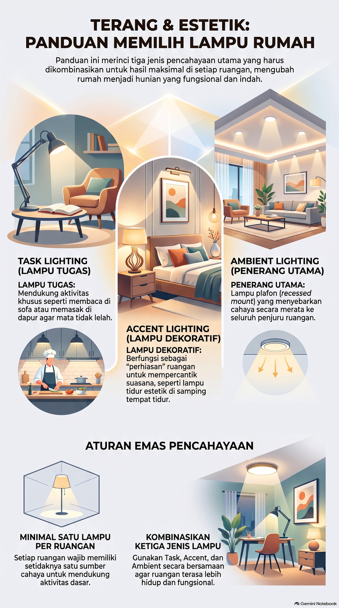 Jenis lampu yang bisa dipasang di rumah