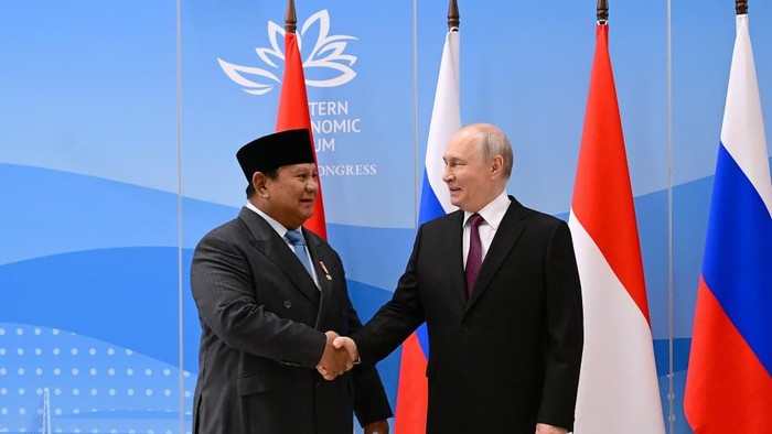 Prabowo bertemu dengan Putin di Vladivostok, Rusia, Kamis (3/9/2029).