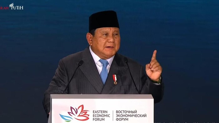 Presiden Prabowo berpidato di Eastern Economic Forum (EEF) ke-11 di Vladivostok, Rusia, Kamis (3/9/2026).