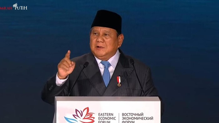 Presiden Prabowo berpidato di Eastern Economic Forum (EEF) ke-11 di Vladivostok, Rusia, Kamis (3/9/2026).