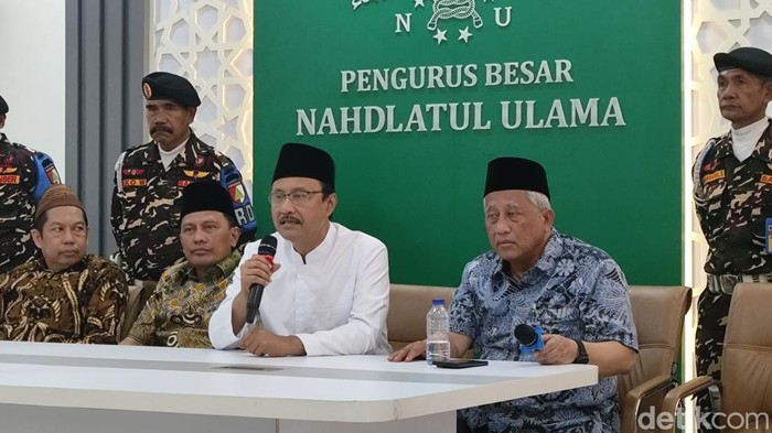 Ketua Muktamar ke-35 NU Saifullah Yusuf dalam konferensi pers di Kantor PBNU, Jakarta Pusat, Kamis (3/9/2026).