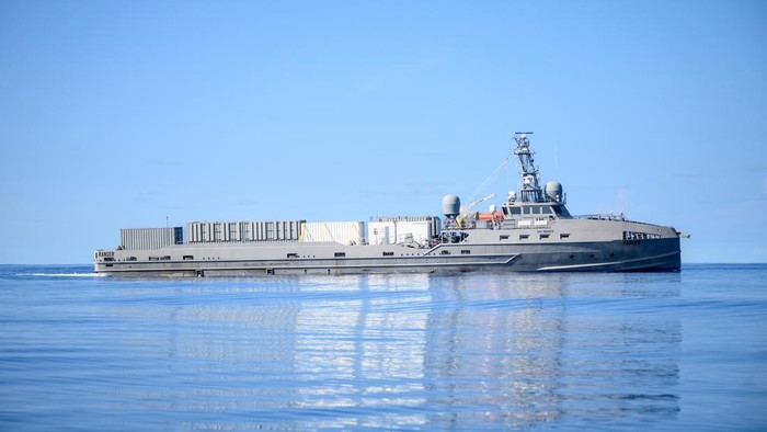 PACIFIC OCEAN (Sept. 15, 2023) The unmanned surface vessel Ranger transits the Pacific Ocean during Integrated Battle Problem (IBP) 23.2, Sept. 15, 2023. IBP 23.2 is a Pacific Fleet exercise to test, develop and evaluate the integration of unmanned p