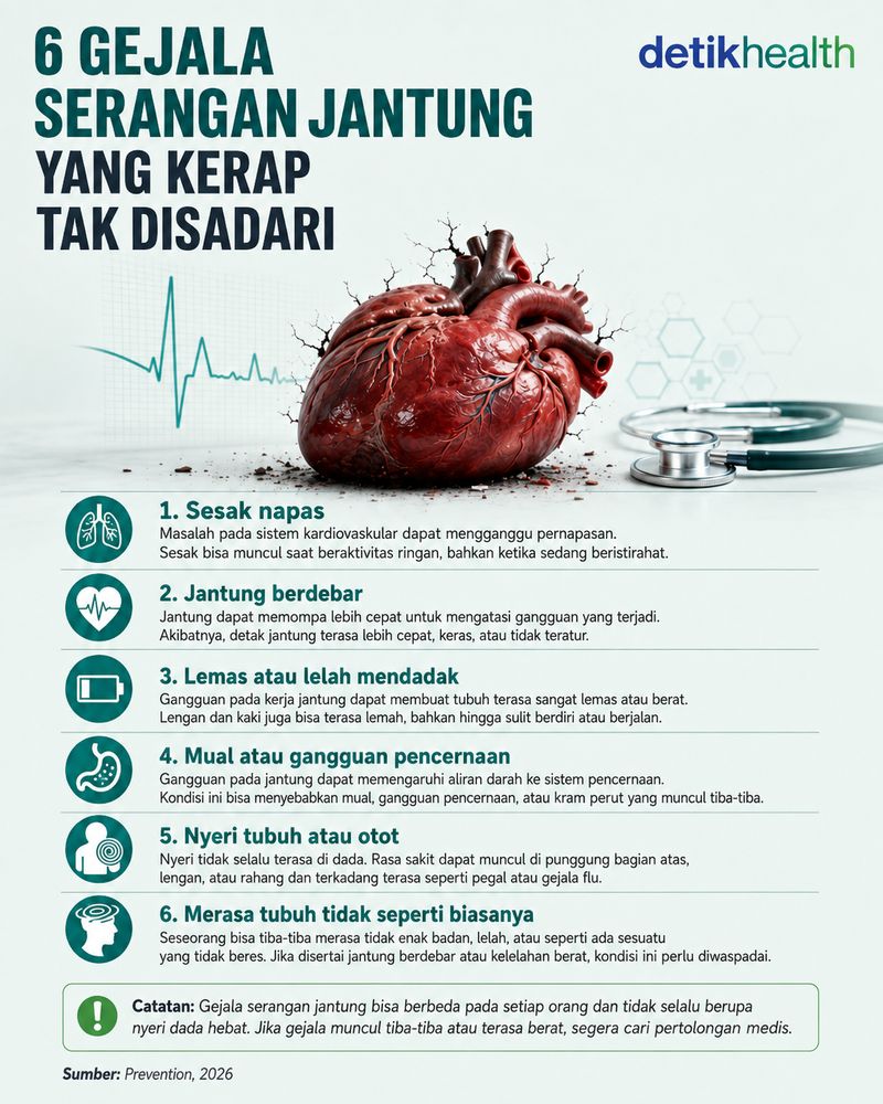gejala serangan jantung yang kerap tak disadari