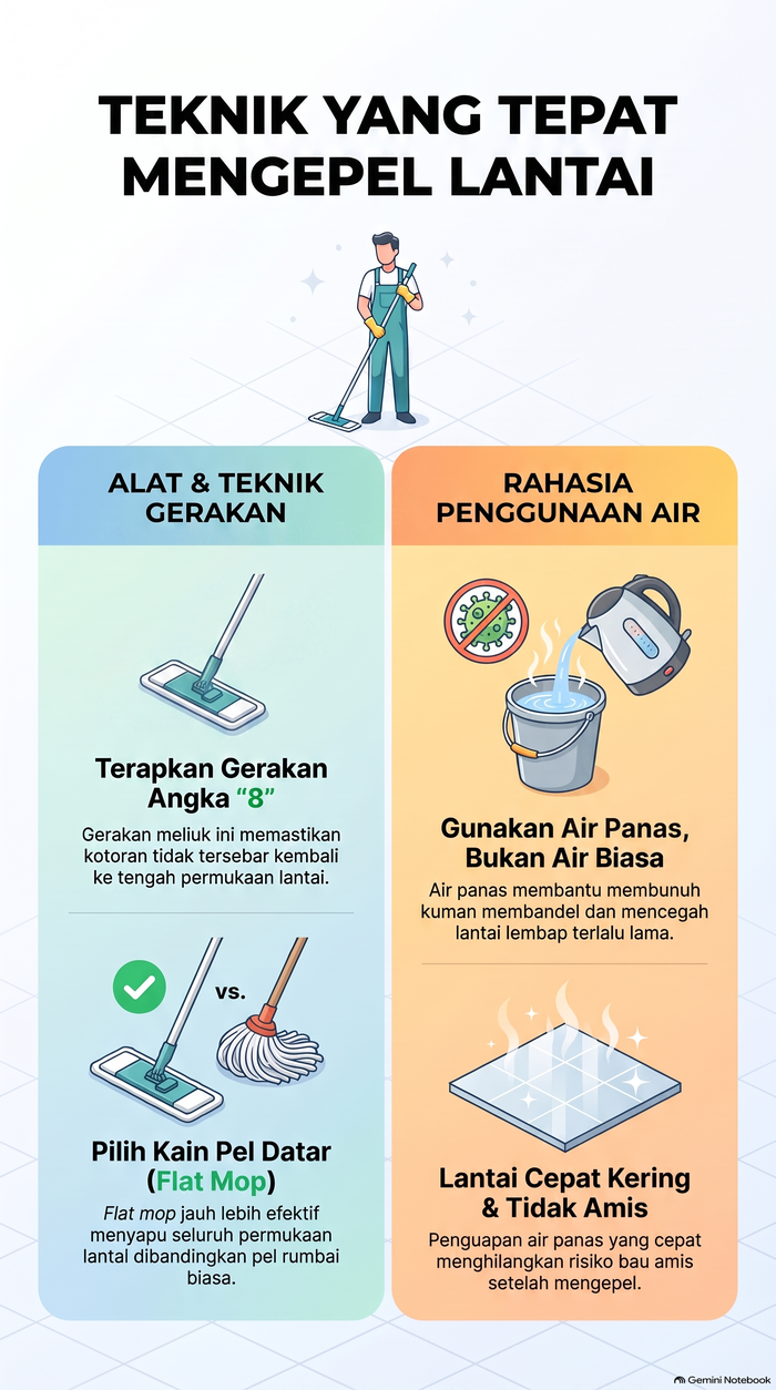 Infografis cara mengepel yang benar