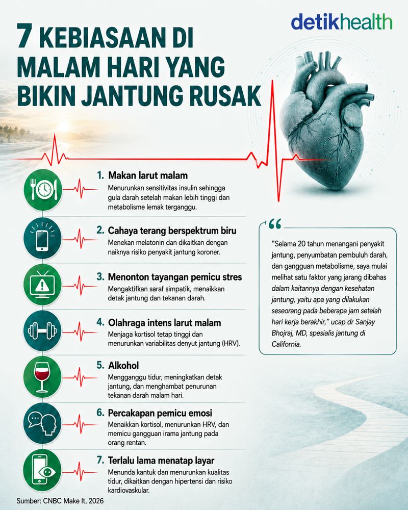 Kebiasaan di malam hari yang bikin jantung rusak