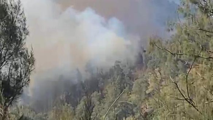 Tangkapan layar video munculnya titik api baru di Gunung Buthak.