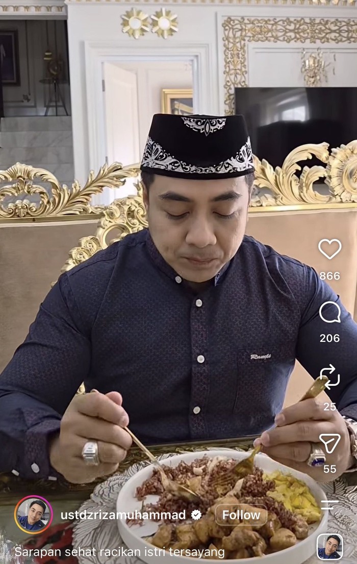 Ustaz Riza Hobi Makan Sehat, Sarapan Waffle Ubi Cilembu hingga Alpukat