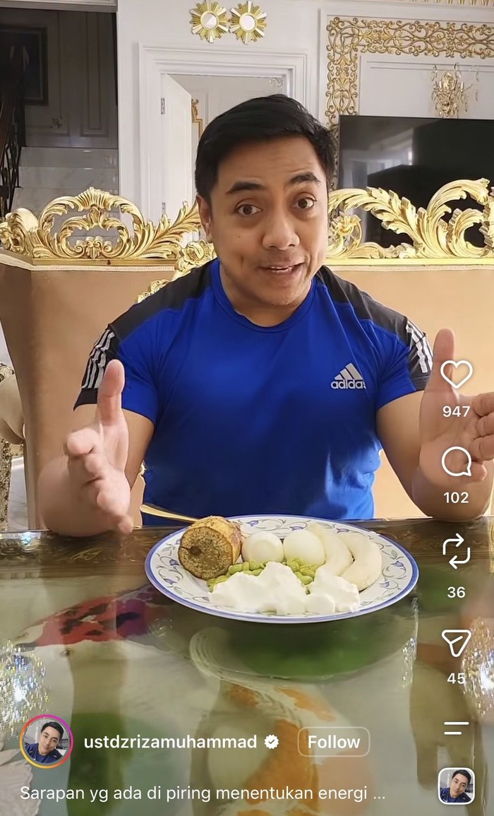Ustaz Riza Hobi Makan Sehat, Sarapan Waffle Ubi Cilembu hingga Alpukat