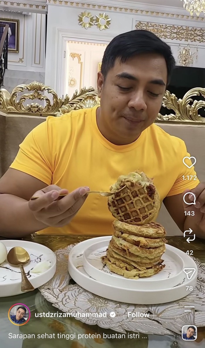 Ustaz Riza Hobi Makan Sehat, Sarapan Waffle Ubi Cilembu hingga Alpukat