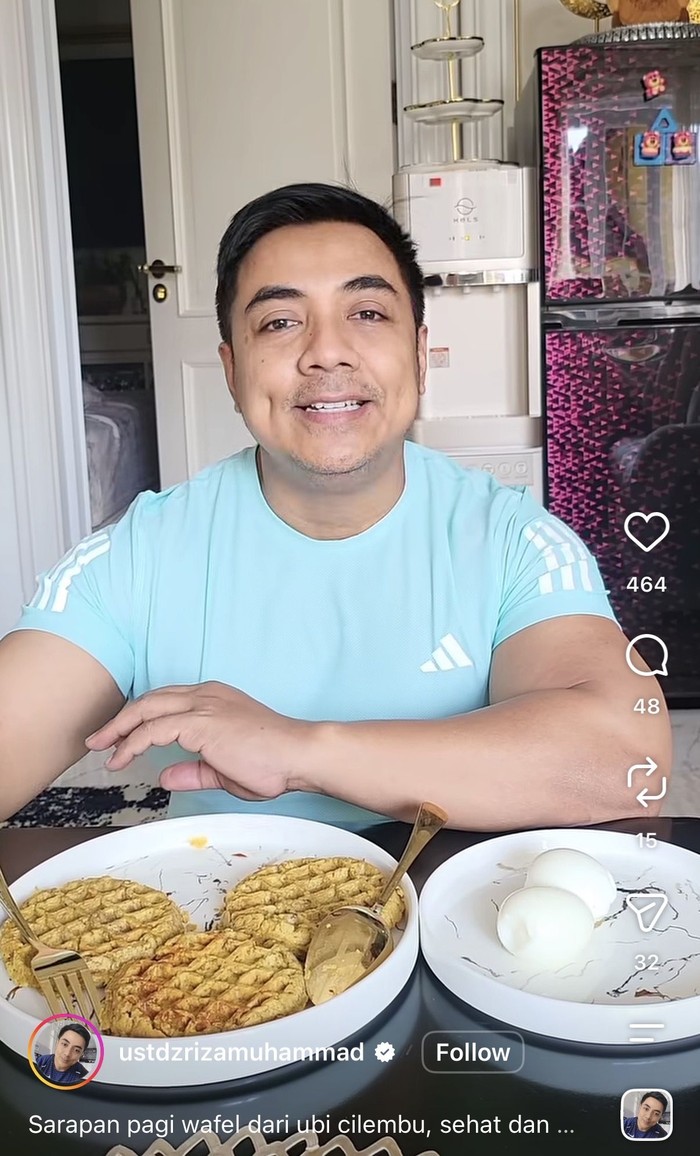 Ustaz Riza Hobi Makan Sehat, Sarapan Waffle Ubi Cilembu hingga Alpukat