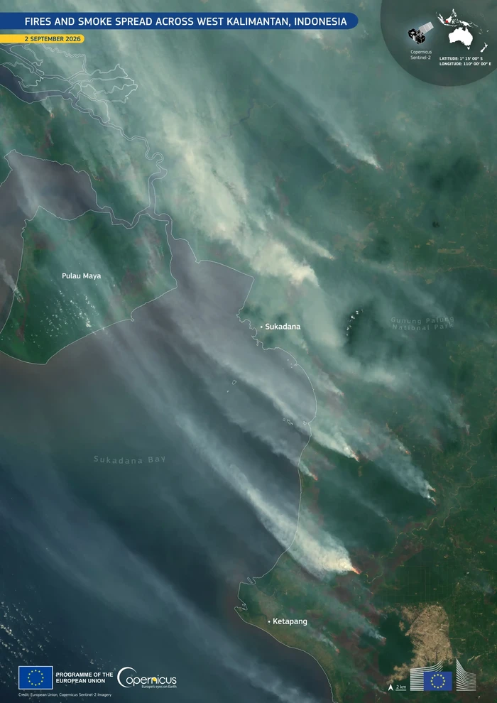Citra Satelit Uni Eropa Tangkap Kebakaran Hutan Kalimantan