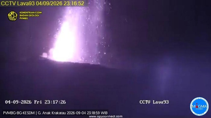 Gunung Anak Krakatau mengalami erupsi dan mengeluarkan semburan lava
