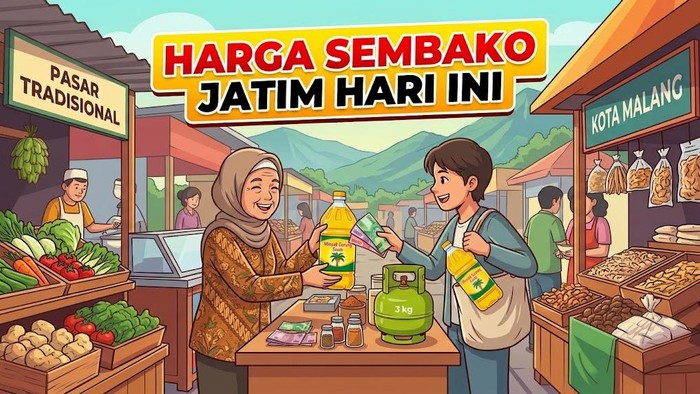 Ilustrasi harga sembako Jatim hari ini.