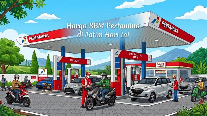 Ilustrasi SPBU Pertamina di Jatim. Cek harga BBM Pertamina di Jatim hari ini.