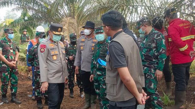 Kapolda Riau dan Pangdam Tuanku Tambusai mengecek karhutla di Kabupaten Siak, Sabtu (5/9/2026).