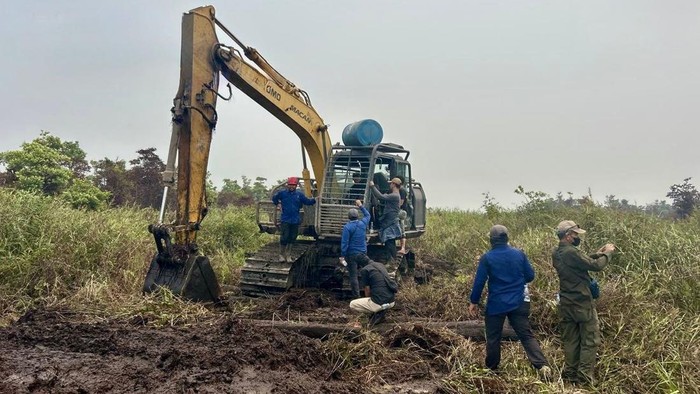 Alat berat diduga untuk perambahan hutan di Desa Sungai Awan Kiri, Kecamatan Muara Pawan, Ketapang. (Dok Kemenhut)